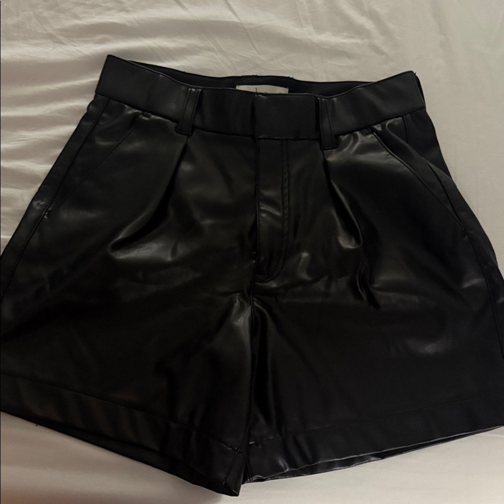 Abercrombie & Fitch Black High Waist Leather Shorts